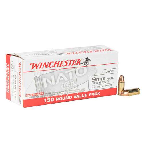 Winchester Nato 9mm Luger 124gr FMJ Handgun Ammo - 150 Rounds
