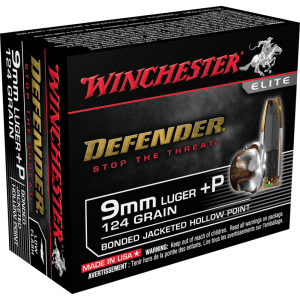 Winchester PDX1 Defender Handgun Ammunition 9mm Luger (+P) 124 gr JHP 1200 fps 20/ct