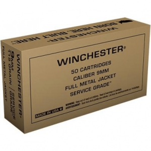 Winchester Service Grade Handgun Ammunition 9mm Luger 115 gr FMJ 1300 fps 500/ct