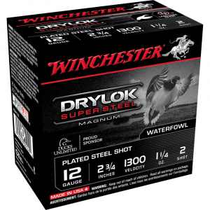 Winchester Super-X Drylok Super Steel Shotshells 12 ga 2-3/4" 1-1/4 oz 1300 fps #2 25/ct