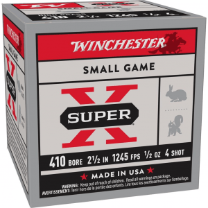 Winchester Super-X High-Brass Shotshells .410 ga 2-1/2" 1/2 oz 1245 fps #4 25/ct