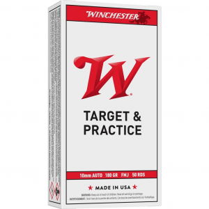 Winchester Target Handgun Ammunition 10mm Auto 180 gr. FMJ 1080 fps 50/ct