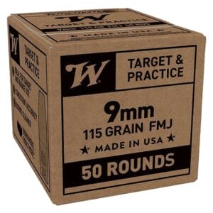 Winchester USA 9mm Luger 115gr FMJ Handgun Ammo - 50 Rounds