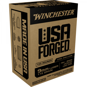 Winchester USA Forged- Steel Case Handgun Ammunition 9mm Luger 115 gr FMJ 1190 fps 150/ct