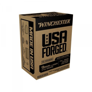 Winchester USA Forged- Steel Case Handgun Ammunition 9mm Luger 115 gr. FMJ 1190 fps 50/ct