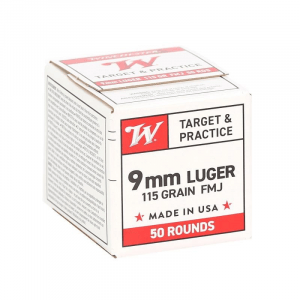 Winchester USA Target & Practice Handgun Ammunition 9mm Luger 115 gr. FMJ 1190 fps 50/ct