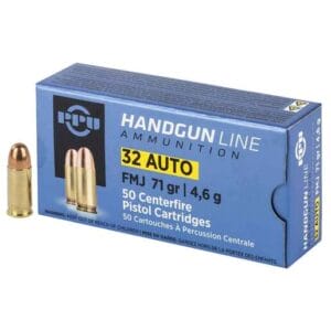 PPU Handgun 32 Auto (ACP) 71gr FMJ Handgun Ammo - 50 Rounds