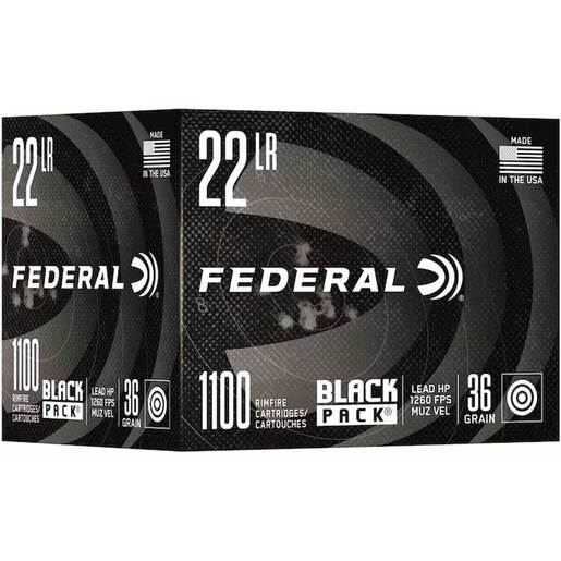 Federal Black Pack 22 Long Rifle 36gr Lead Hollow Point Rimfire Ammo - 1100 Rounds