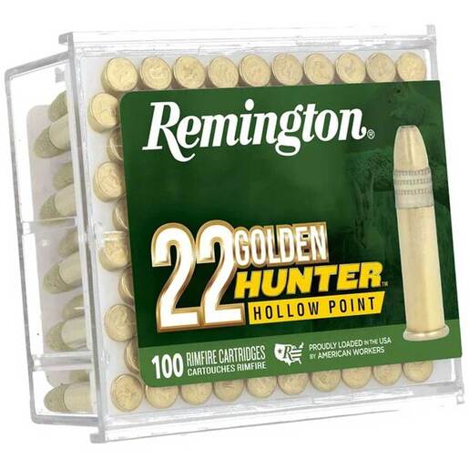 Remington Golden Hunter 22 Long Rifle 40gr Plated Hollow Point Rimfire Rifle Ammo - 100 Rounds