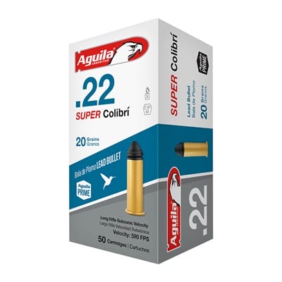 Super Colibri 22 Long Rifle Rimfire Ammo - 22 Long Rifle 20gr Super Colibri Lead Solid Point 50/Box