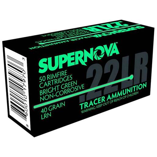 Supernova Tracers 22 Long Rifle 40gr LRN Rimfire Ammo - 50 Rounds - Green