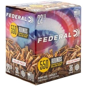 Target 22 Long Rifle Copper Plated Hollow Point Rimfire Ammo - Target 22 Long Rifle 36gr Copper Plated Hollow Point 550/Box