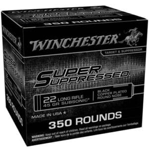 Winchester Super Suppressed 22 Long Rifle 45gr Round Nose Rimfire Ammo - 350 Rounds