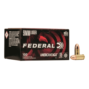 Federal American Eagle 9mm FMJ 115 Grain 100 Rounds