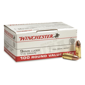 Winchester White Box 9mm FMJ 115 Grain 100 Rounds