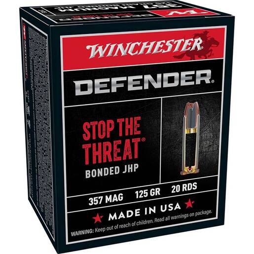 Winchester Defender 357 Magnum 125gr Bonded JHP Handgun Ammo - 20 Rounds